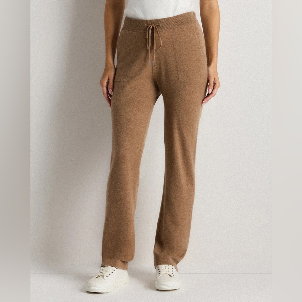 Quince 100% Mongolian Cashmere Straight Leg Pants Small Teak Brown Cozy Sweats